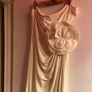 SHEIN Cream One Shoulder Dress with Floral Detail